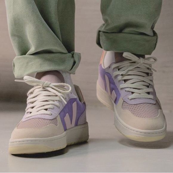 NWT!!! Veja V-10 Leather & Suede Low-Top Sneaker Multi Lavender - Picture 7 of 16